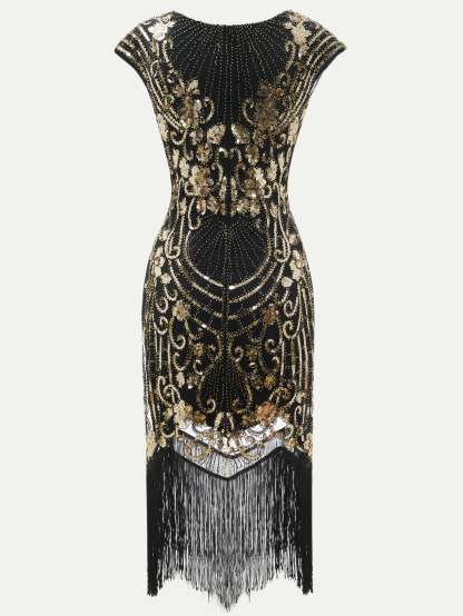 1920s Vintage Sequin Hem Fringe Dress Homecoming Party Dress