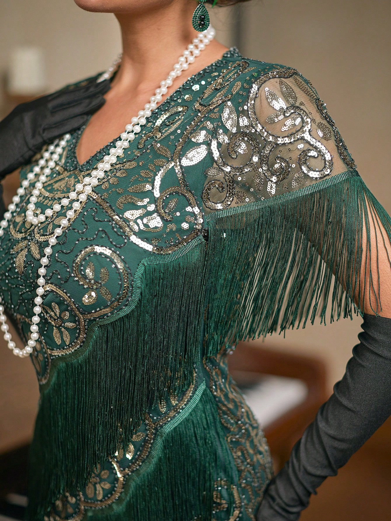 Modecrush Women's 1920s Flapper Fringe Dress, Sequin Glitter Party Ball Gown