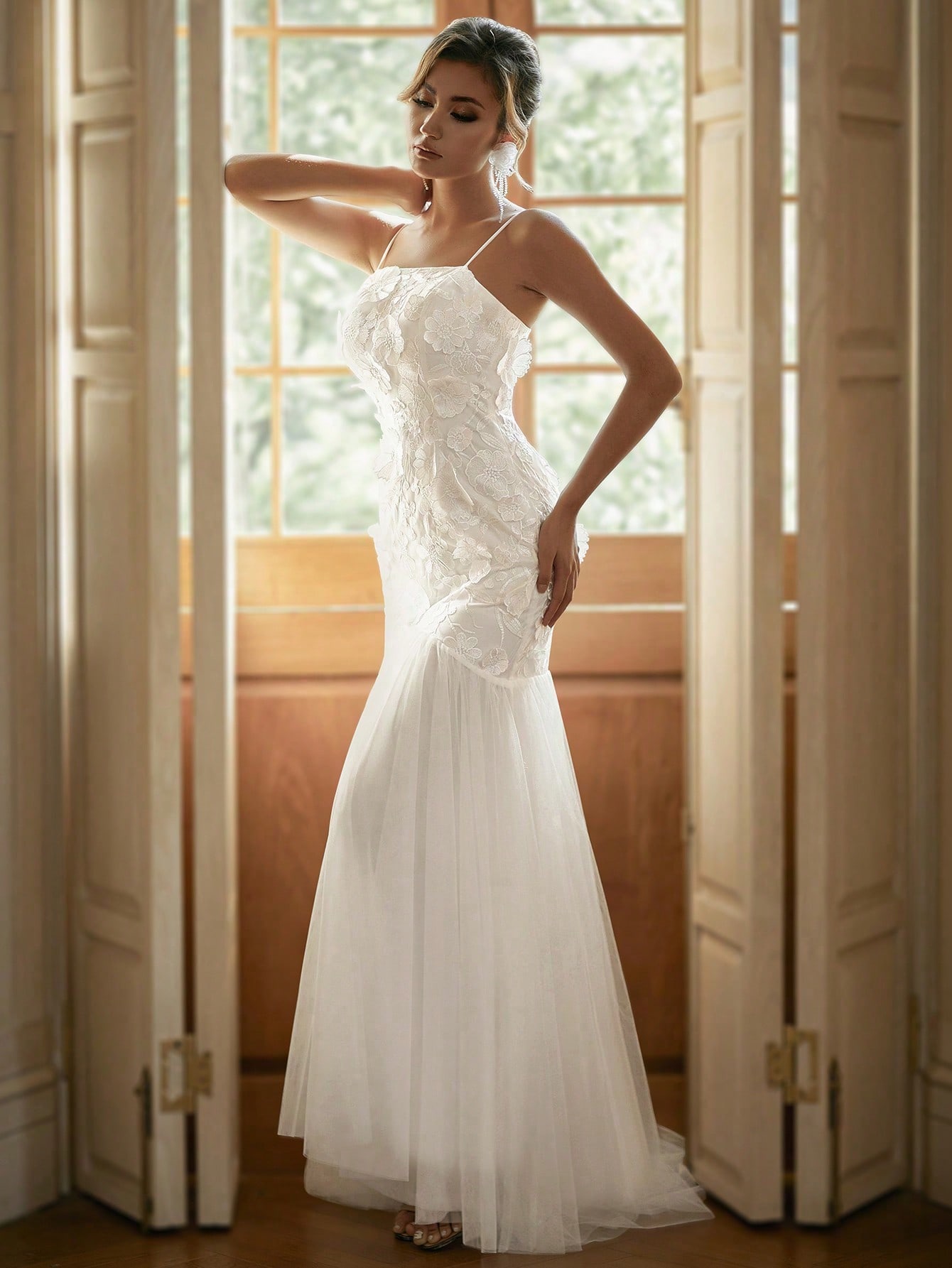 Modecrush Beaded Women Wedding Dress , White Off-the-shoulder Elegant Bridal Dress, for Wedding, Dinner