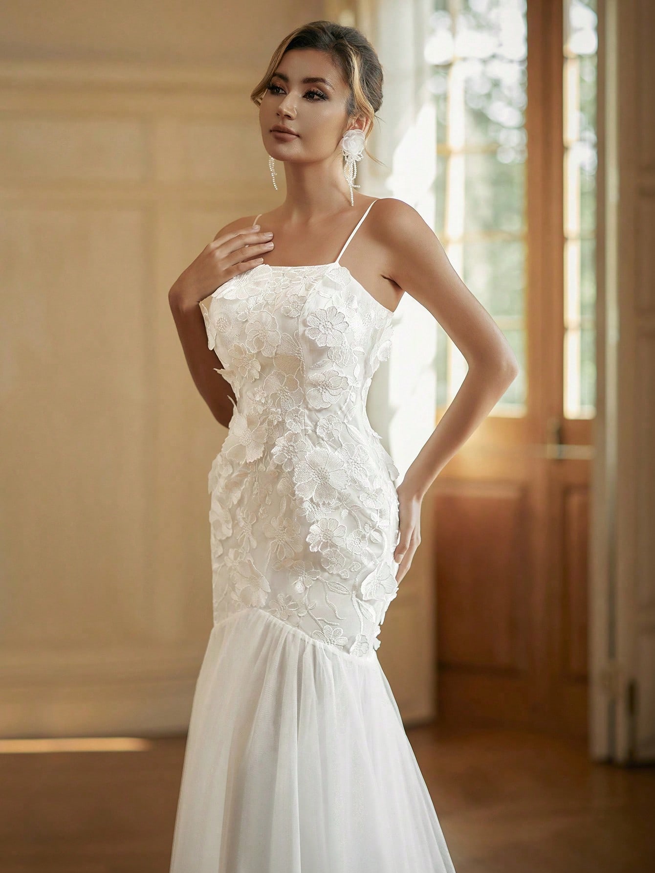 Modecrush Beaded Women Wedding Dress , White Off-the-shoulder Elegant Bridal Dress, for Wedding, Dinner