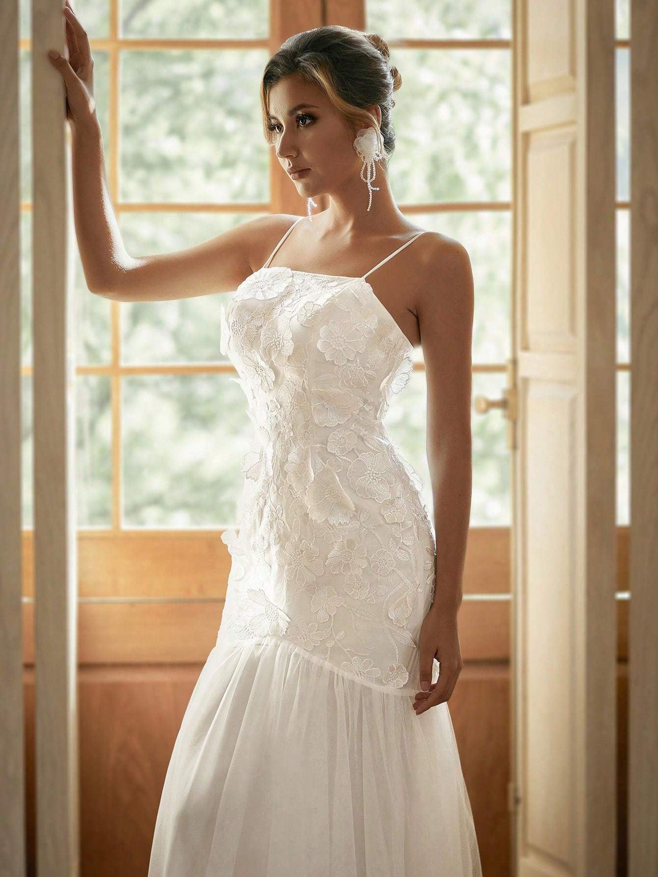 Modecrush Beaded Women Wedding Dress , White Off-the-shoulder Elegant Bridal Dress, for Wedding, Dinner