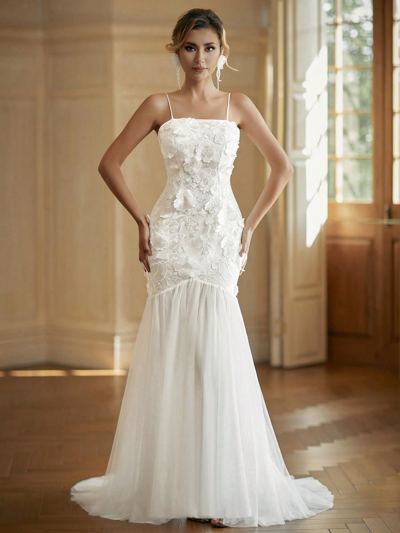 Modecrush Beaded Women Wedding Dress , White Off-the-shoulder Elegant Bridal Dress, for Wedding, Dinner