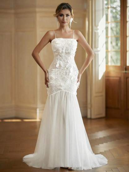 Modecrush Beaded Women Wedding Dress , White Off-the-shoulder Elegant Bridal Dress, for Wedding, Dinner