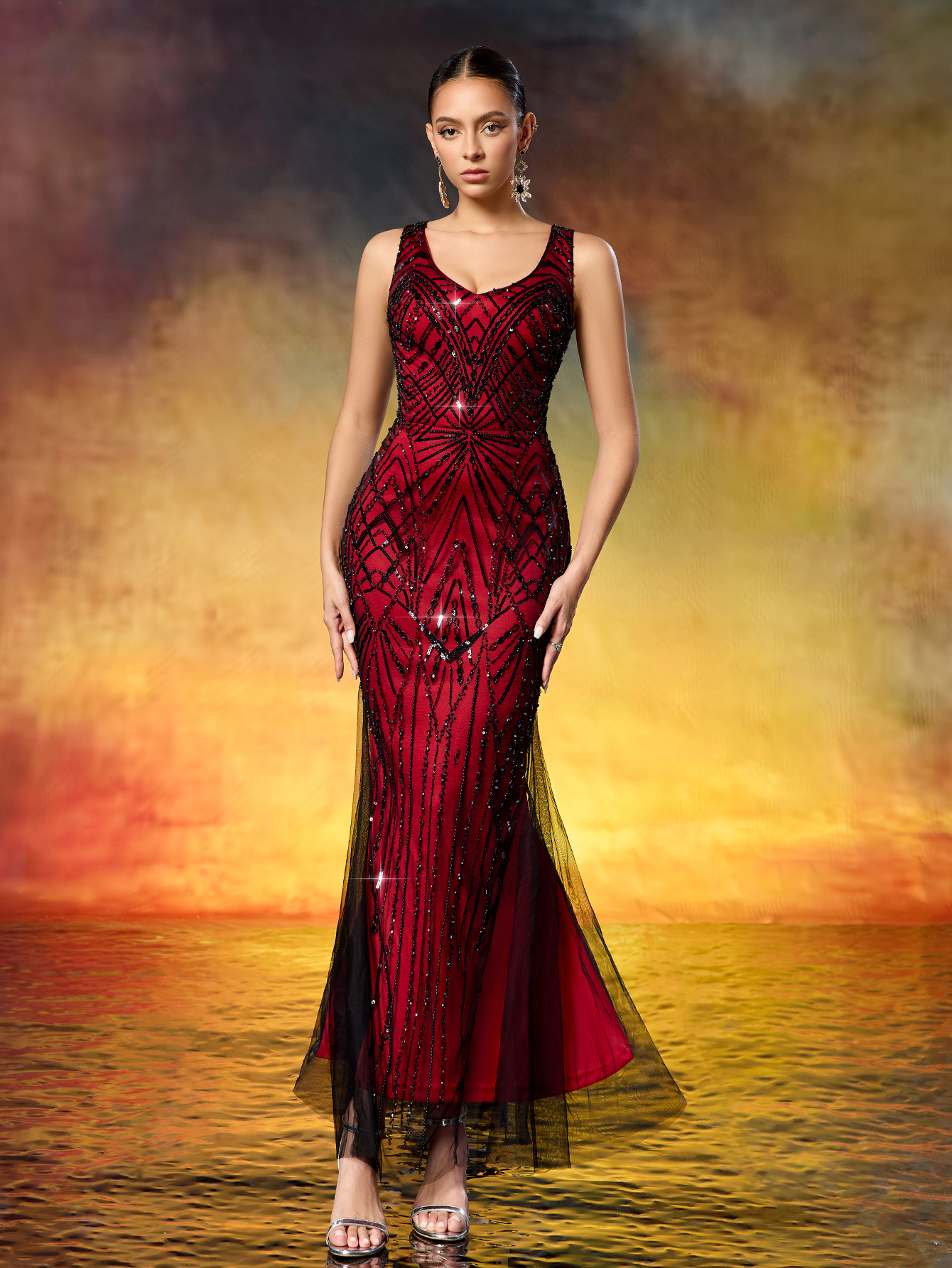 Long Vintage Party Dress, 1920s Gatsby Ball Dress