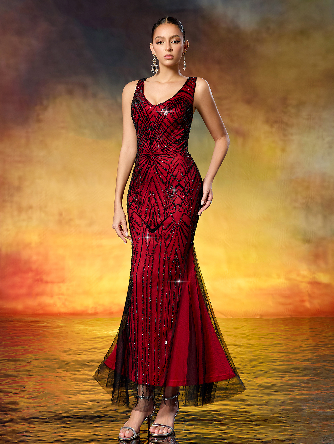 Long Vintage Party Dress, 1920s Gatsby Ball Dress