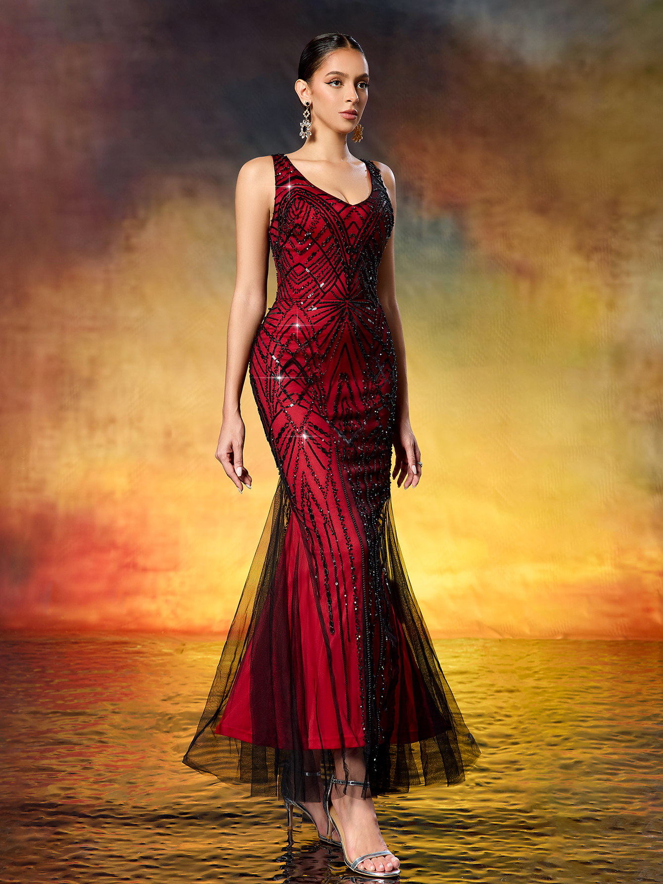 Long Vintage Party Dress, 1920s Gatsby Ball Dress