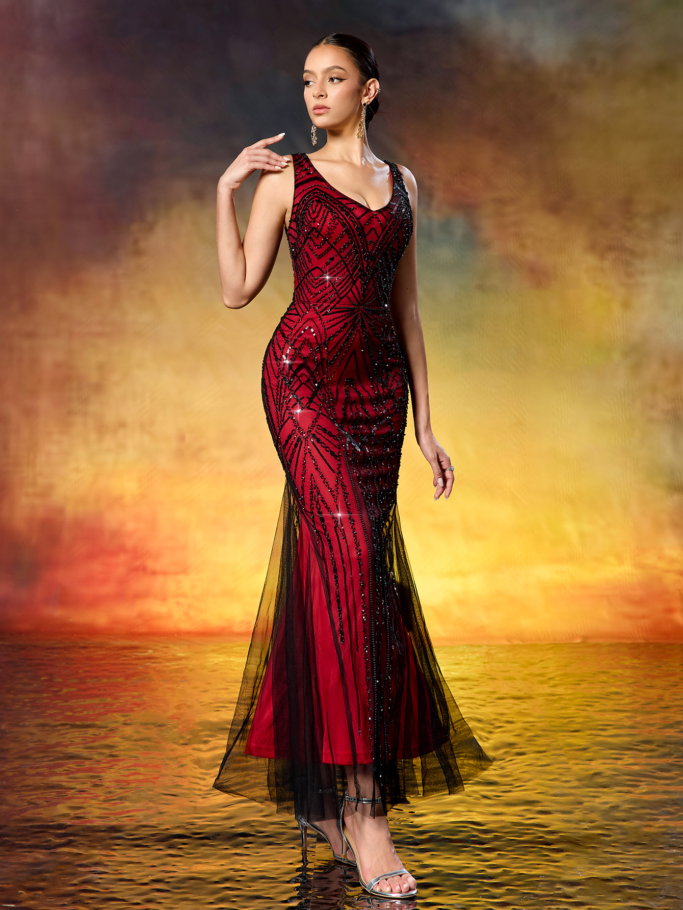 Long Vintage Party Dress, 1920s Gatsby Ball Dress