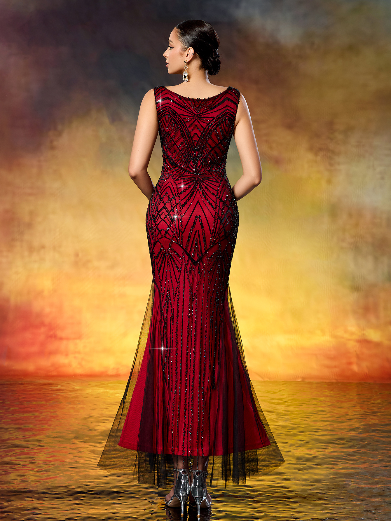 Long Vintage Party Dress, 1920s Gatsby Ball Dress