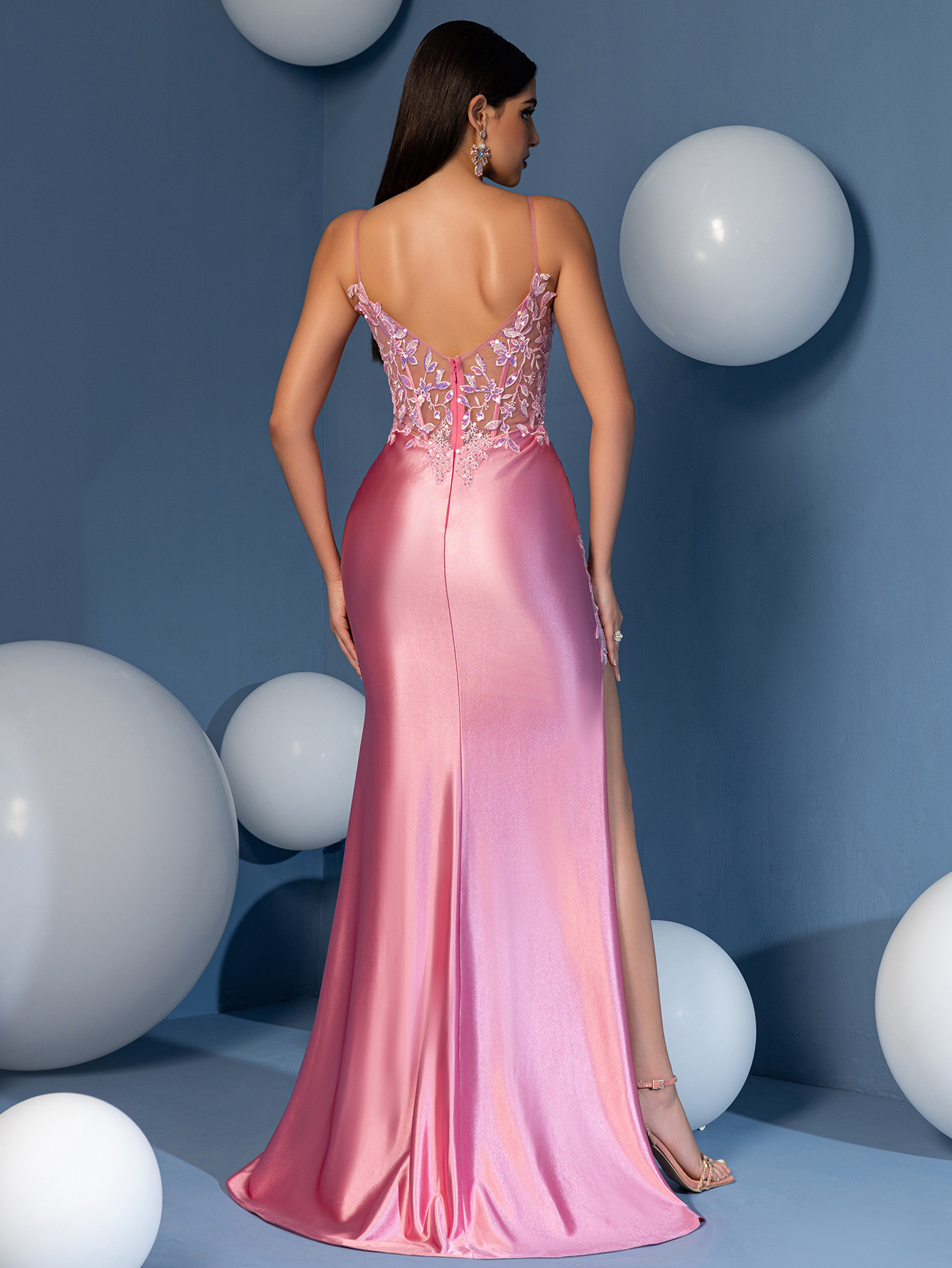 Modecrush Applique Sheath Spaghetti Split Thight Sweetheart Prom Dress Sparkling Sequin Applique Embroidered Gown Spring New Party Dress Prom Dress Cocktail Dress