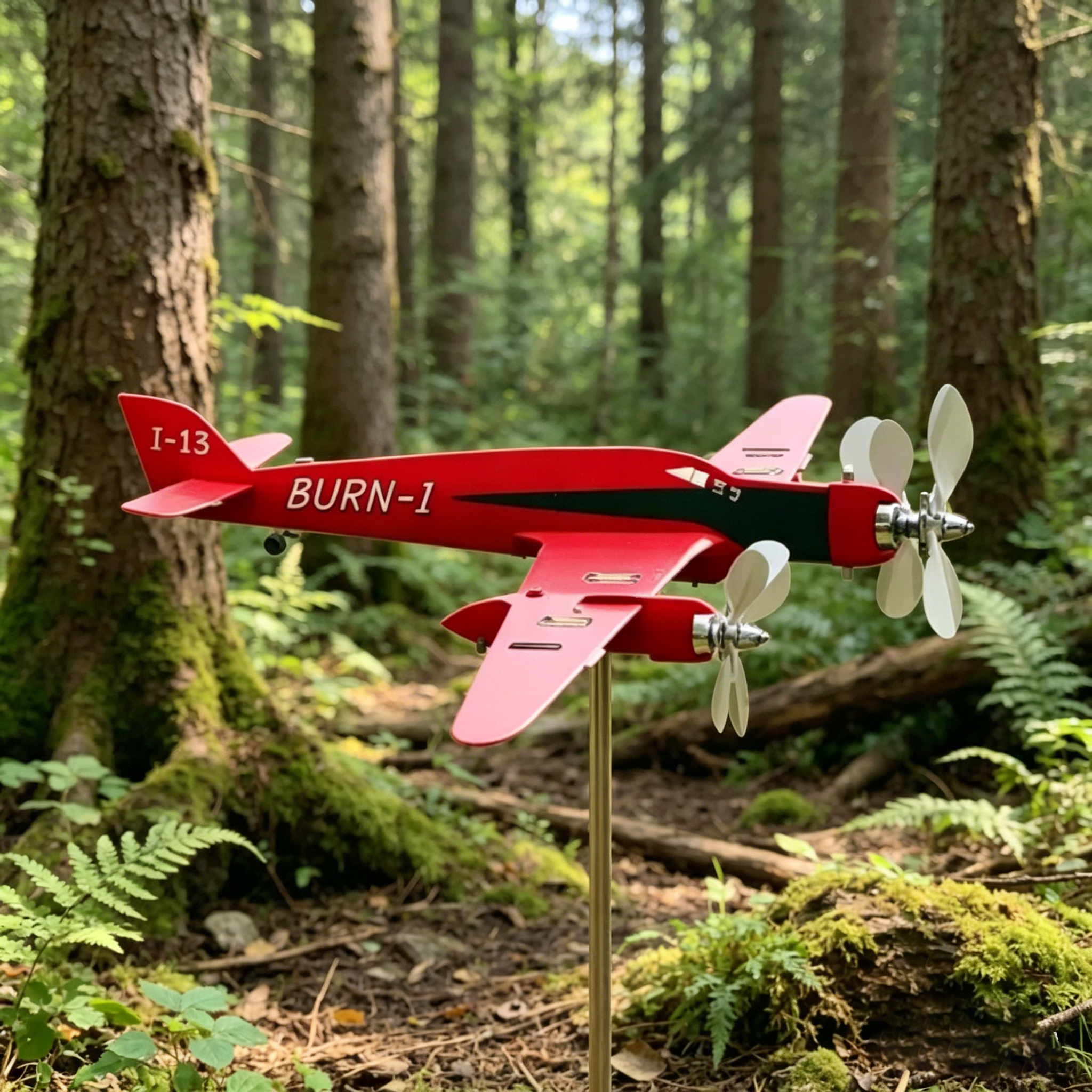 Legendary Racer Plane Weathervane, Outdoor Garden Wind Spinner Ornament