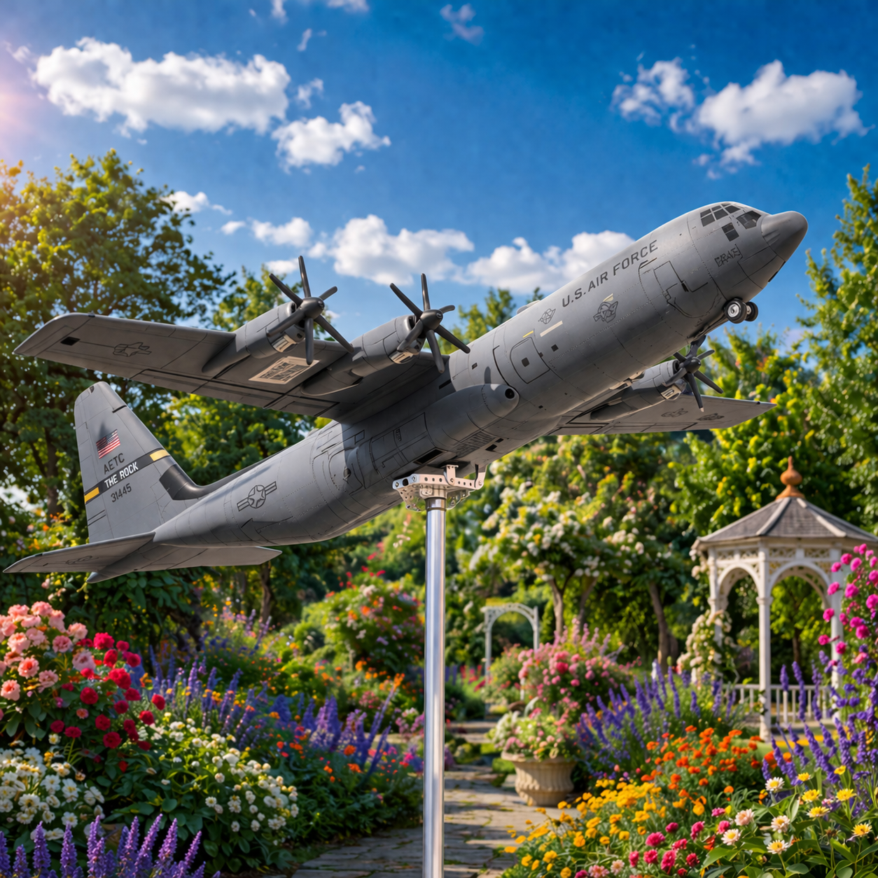 Personalized Lockheed C-130 Hercules Aircraft Weathervane - Military Garden Decor Outdoor Model
