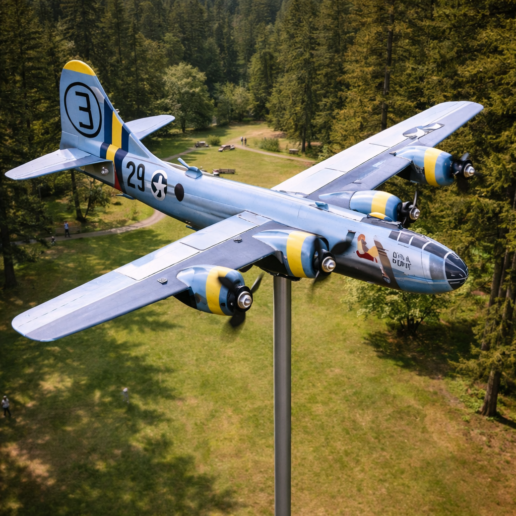 WWII B-26 Marauder Metal Wind Spinner Weathervane, WWII Bomber Outdoor Garden Decor