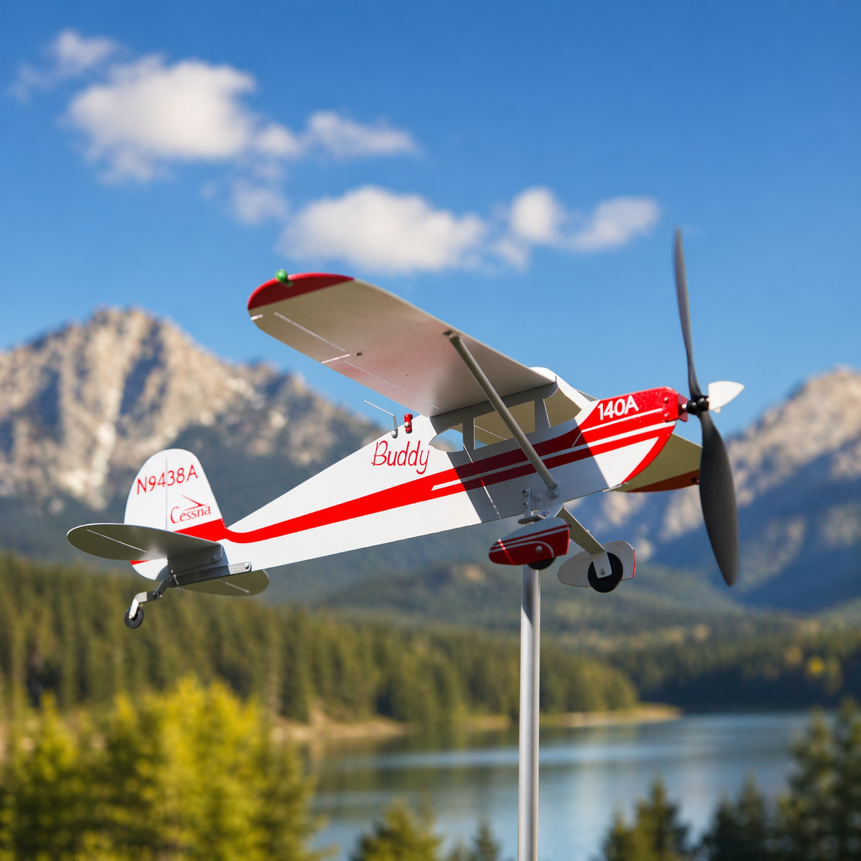 Cessna 140 Weathervane - Vintage Single-Engine Aircraft Outdoor Garden Decor for Aviation Enthusiasts