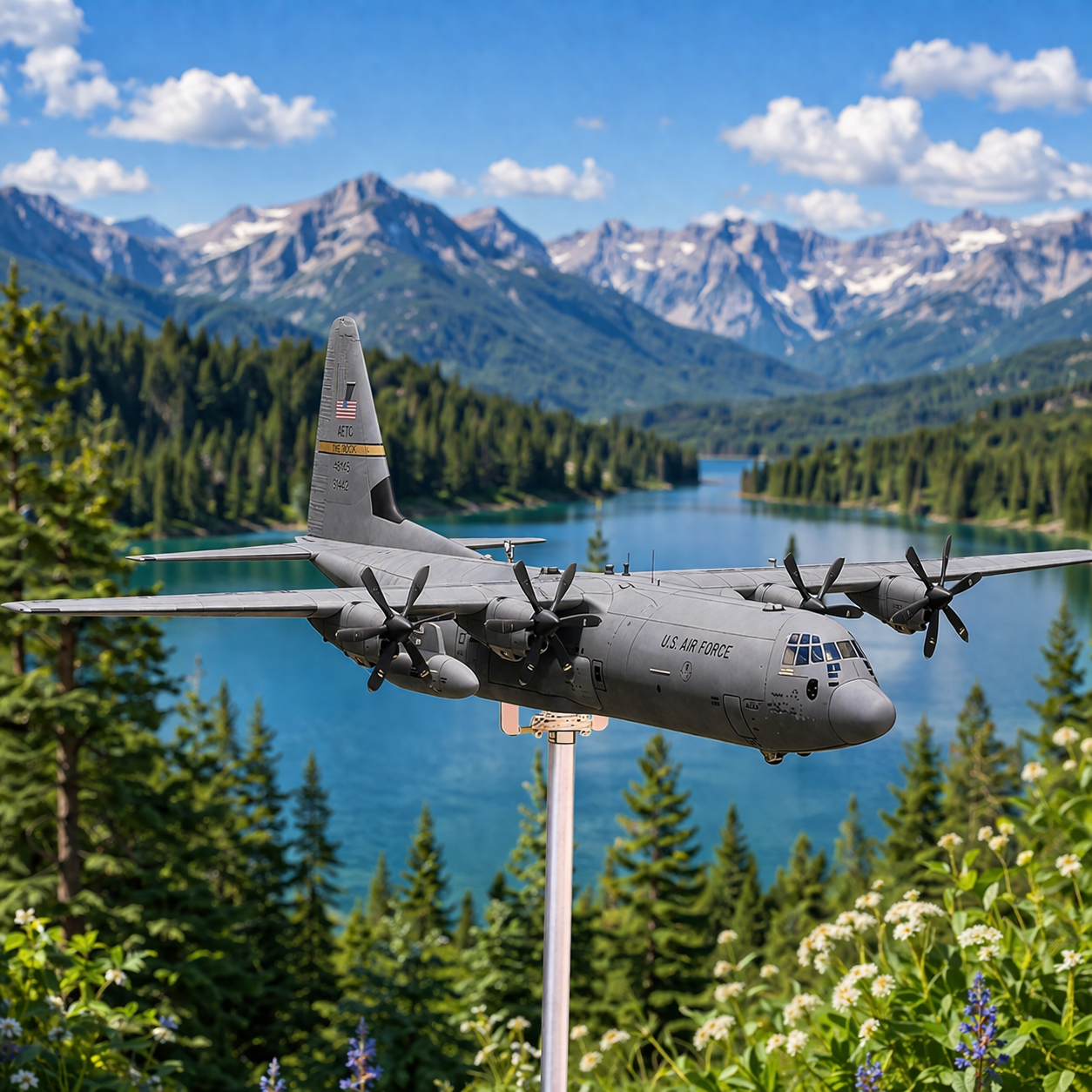 Personalized Lockheed C-130 Hercules Aircraft Weathervane - Military Garden Decor Outdoor Model