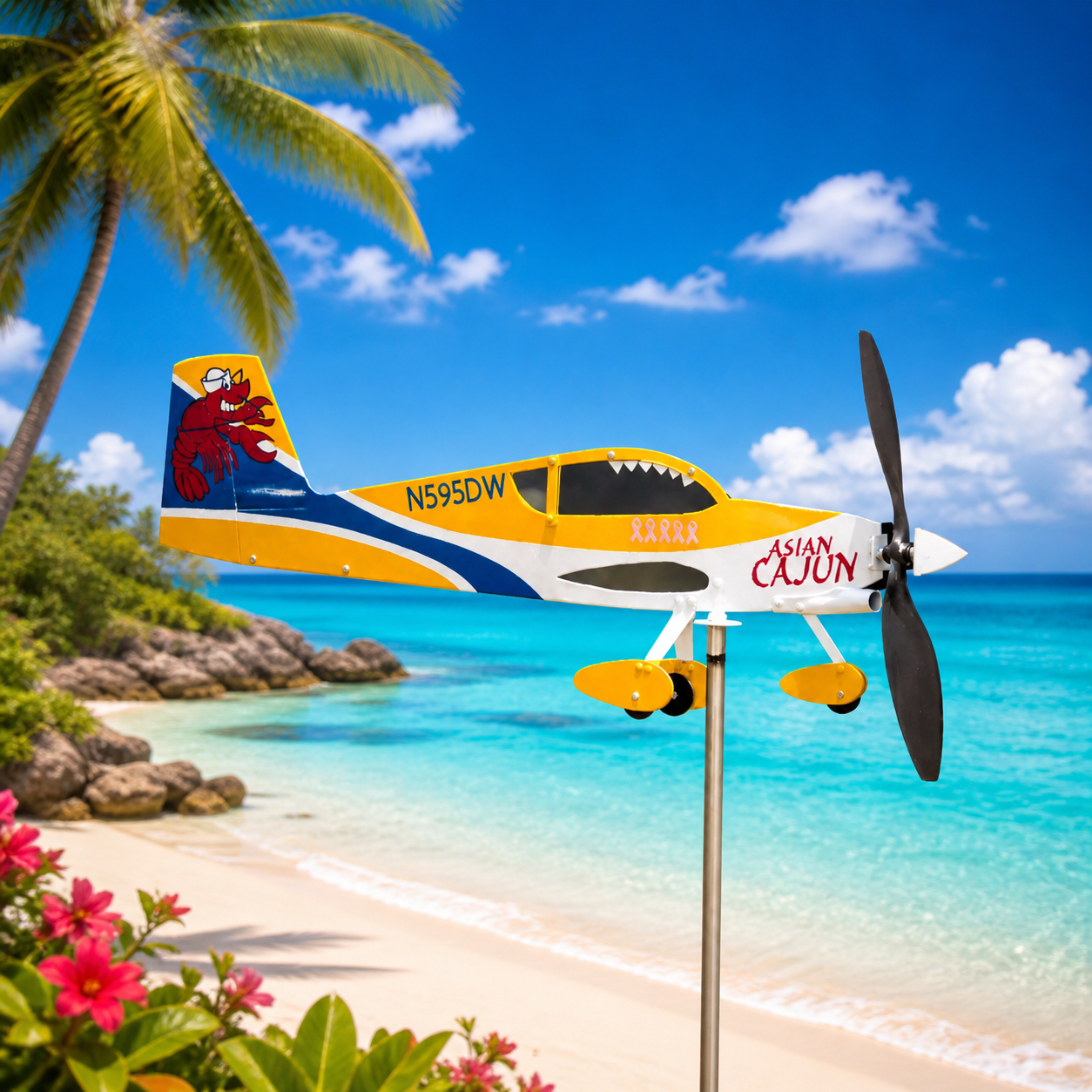Vans RV-9A Airplane Metal Wind Spinner Weathervane, Homebuilt Experimental Aircraft Garden Decor