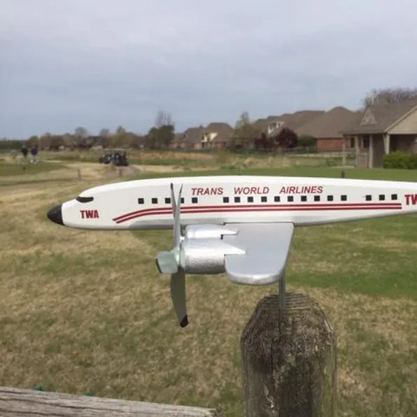 Lockheed L-1049 Weathervane, Custom TWA Vintage Airliner Wind Spinner, Unique Gift for Aviation Collectors