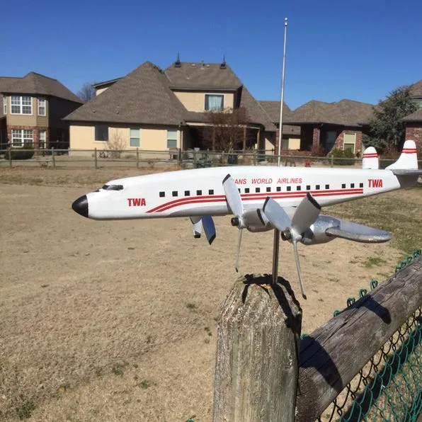 Lockheed L-1049 Weathervane, Custom TWA Vintage Airliner Wind Spinner, Unique Gift for Aviation Collectors