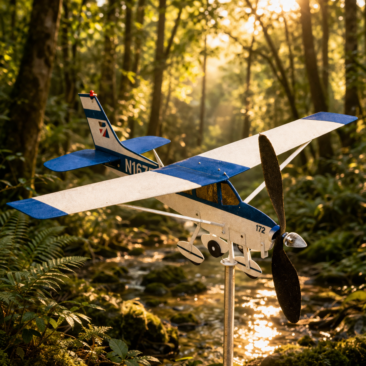 Personalized Cessna 172 Skyhawk Weathervane – Aviation Garden Wind Spinner for Pilot Gifts