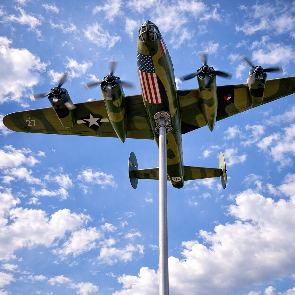 B-24 Liberator Metal Weathervane, WWII Heavy Bomber Outdoor Garden Decor