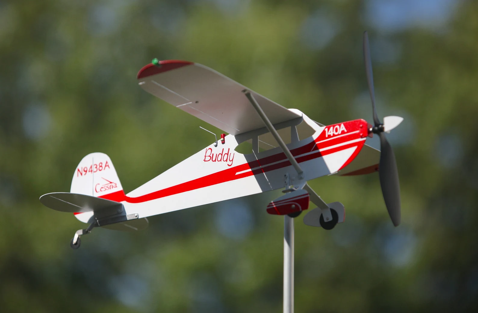 Personalized Cessna 140 Weathervane - Vintage Single-Engine Aircraft Outdoor Garden Decor for Aviation Enthusiasts