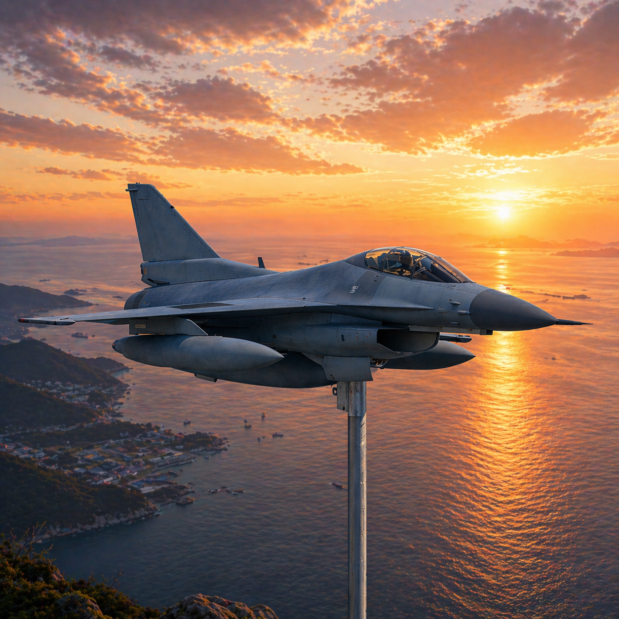 F-16 Fighting Falcon Aircraft Weathervane Garden Stake - Durable Outdoor Patio Decor for Aviation Enthusiasts