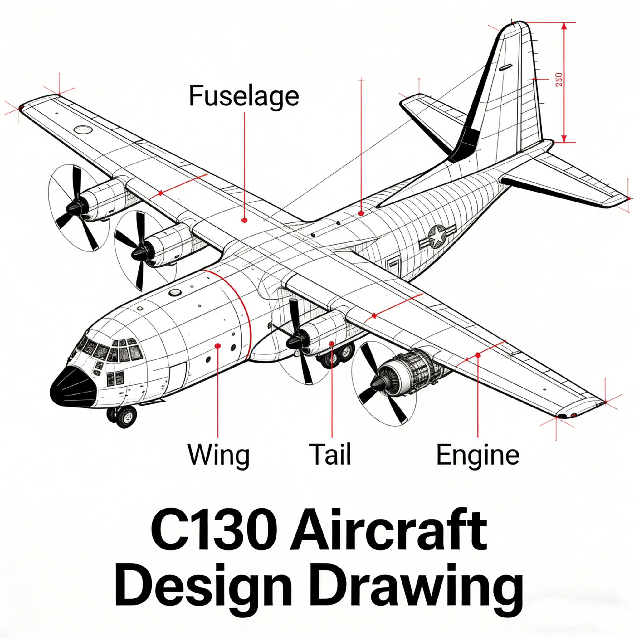 Lockheed C-130 Hercules Outdoor Aircraft Model – Military Garden Decor