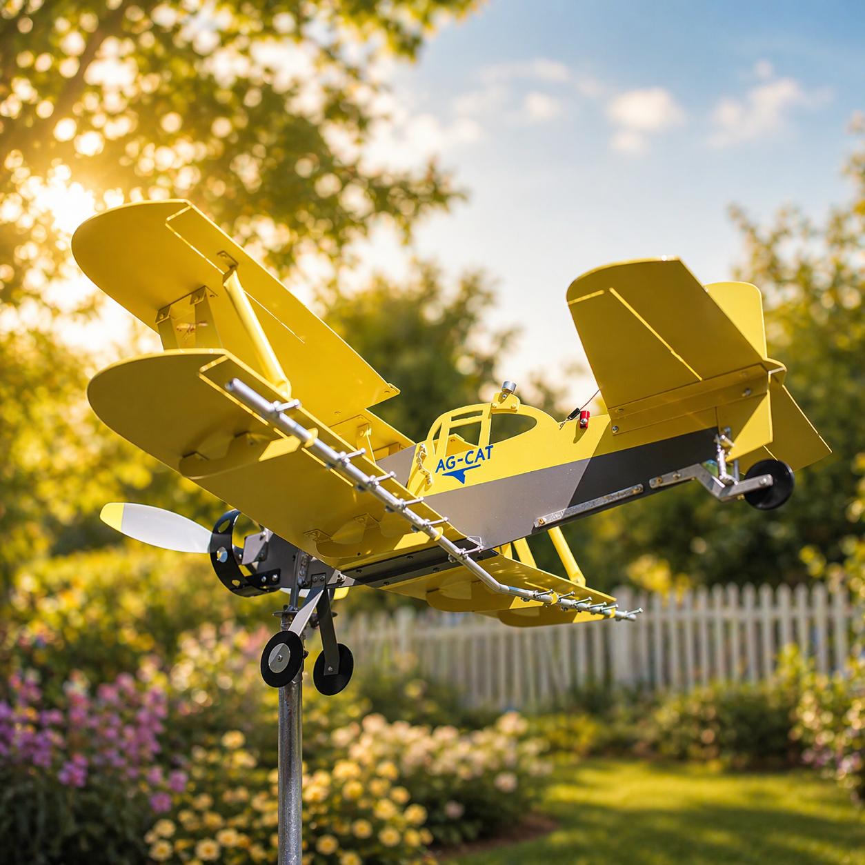Golden Age Biplane Weathervane – Legendary Retro Aircraft Decor for Aviation Enthusiasts
