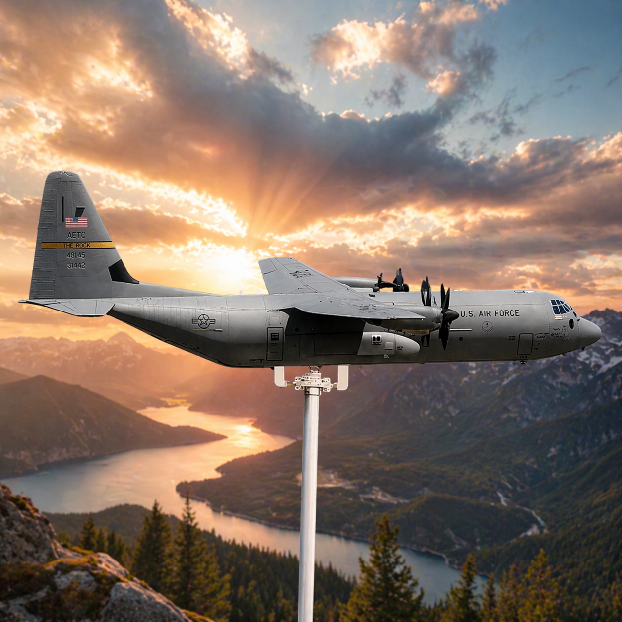 Lockheed C-130 Hercules Aircraft Weathervane - Military Garden Decor Outdoor Model
