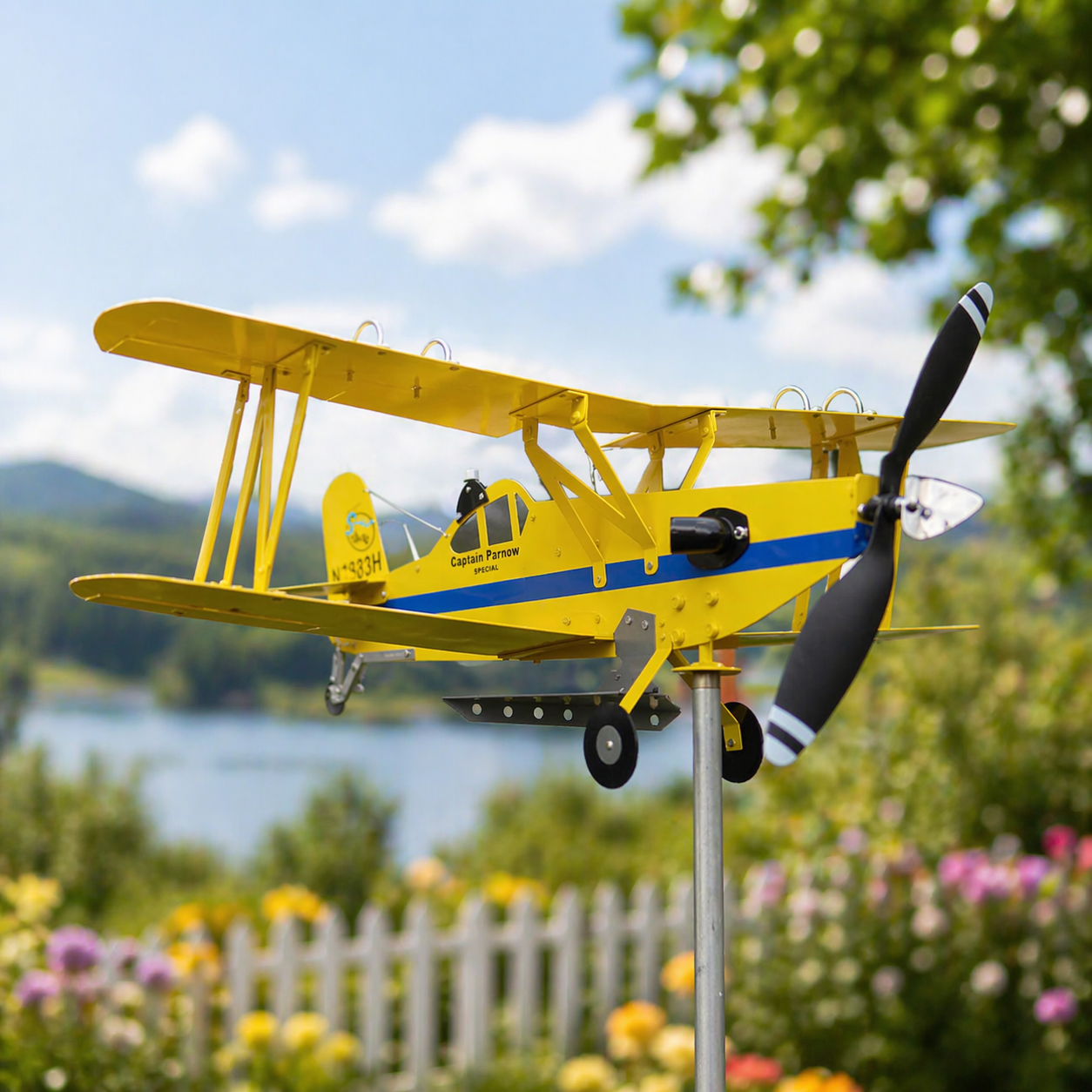Golden Age Biplane Weathervane – Legendary Retro Aircraft Decor for Aviation Enthusiasts