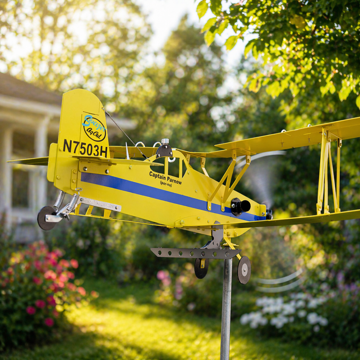 Golden Age Biplane Weathervane – Legendary Retro Aircraft Decor for Aviation Enthusiasts
