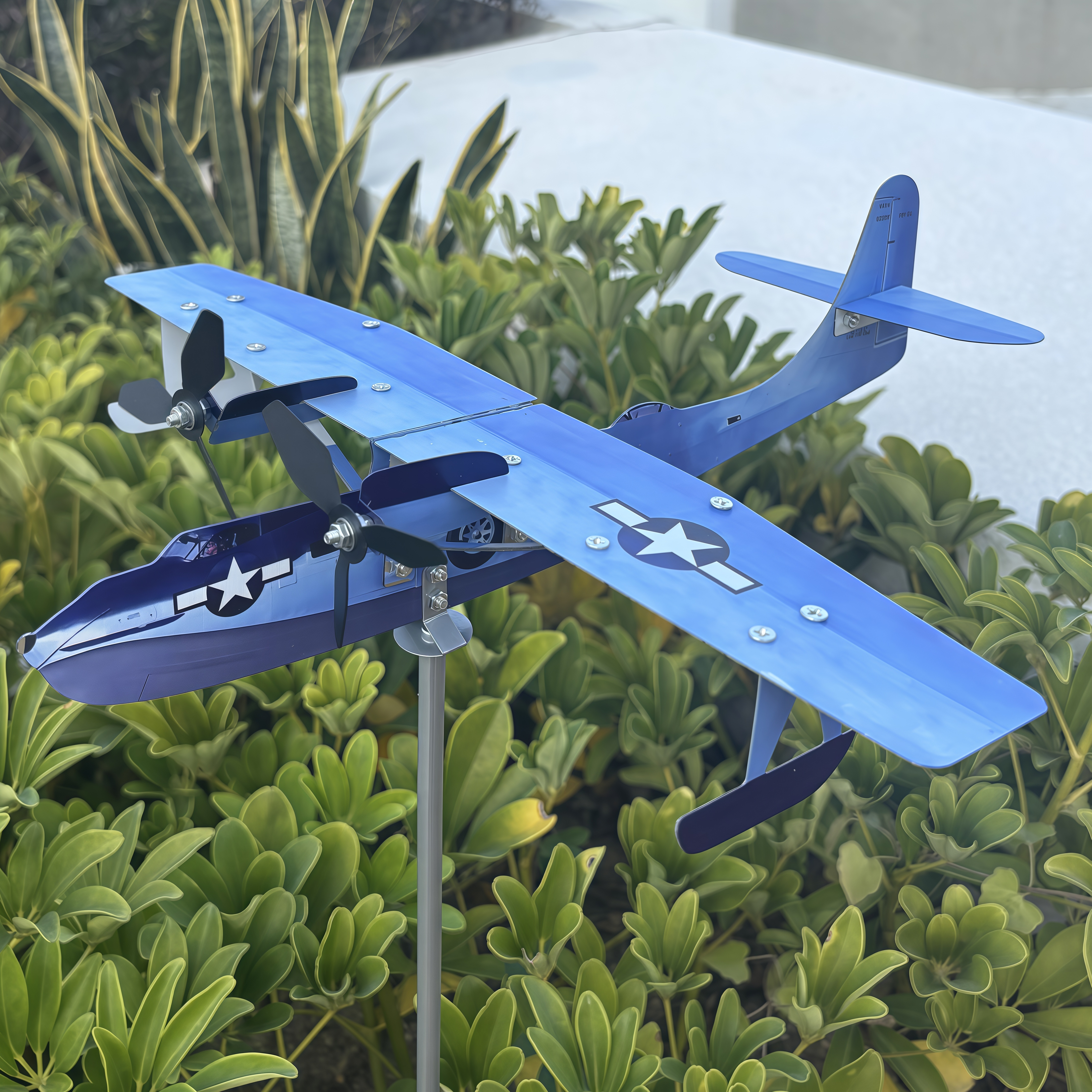 WWII PBY Catalina Flying Boat Metal Weathervane, WWII Navy Aircraft Outdoor Garden Decor