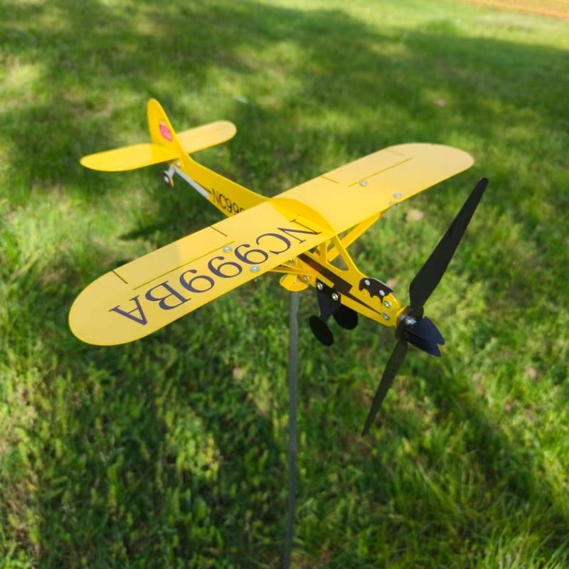 Personalized Piper J-3 Cub Weather Vane: Yellow Airplane Outdoor Decoration