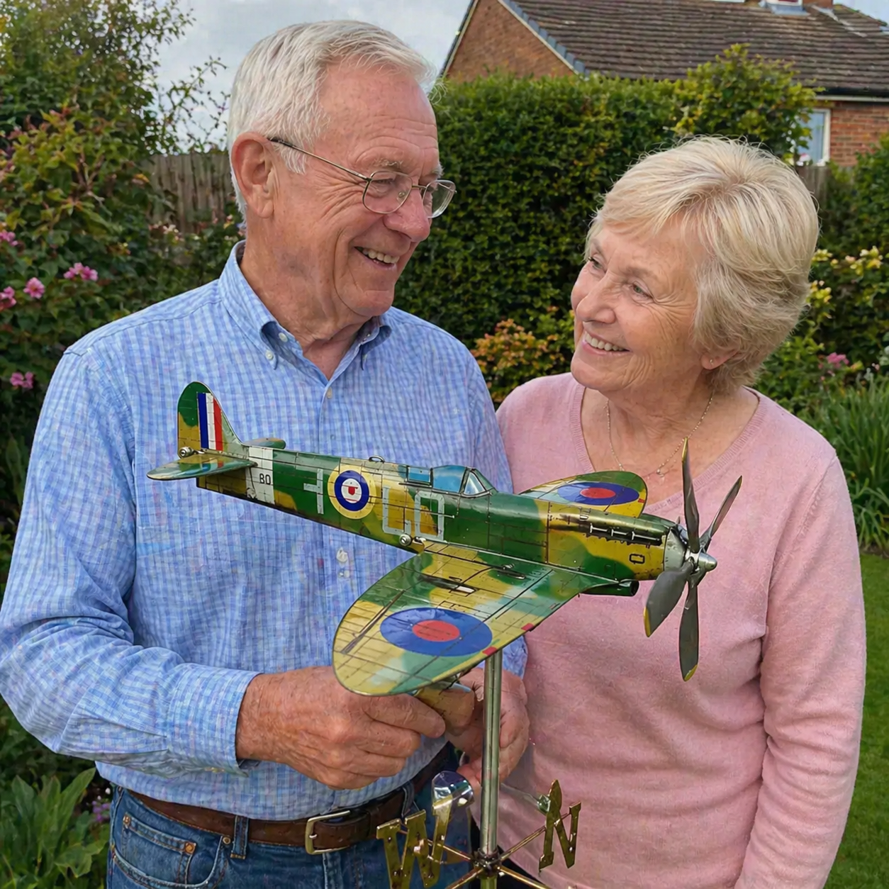 Supermarine Spitfire WWII Fighter Plane Weathervane Battle Of Britain Legend Metal Garden Wind Spinner