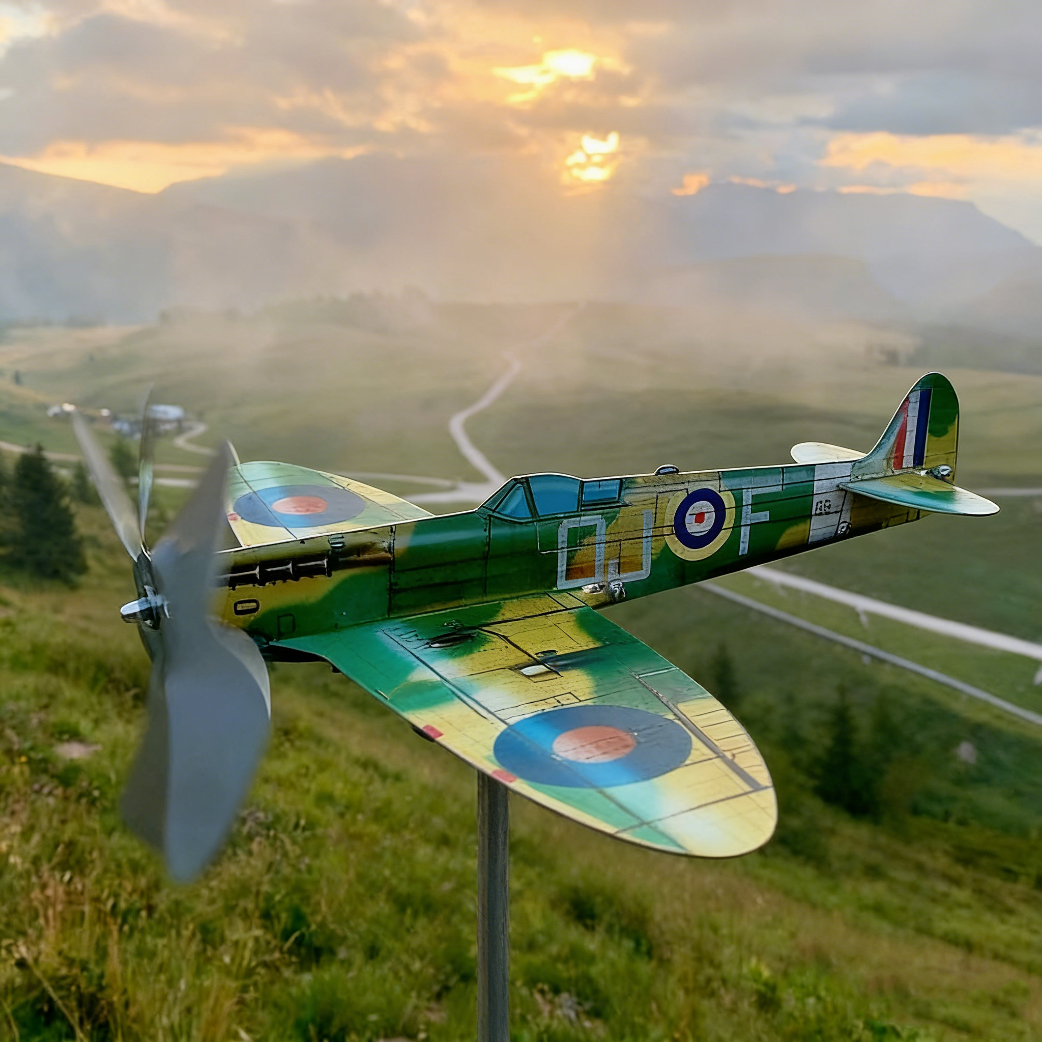 Personalized Supermarine Spitfire WWII Fighter Plane Weathervane – Metal Garden Wind Spinner