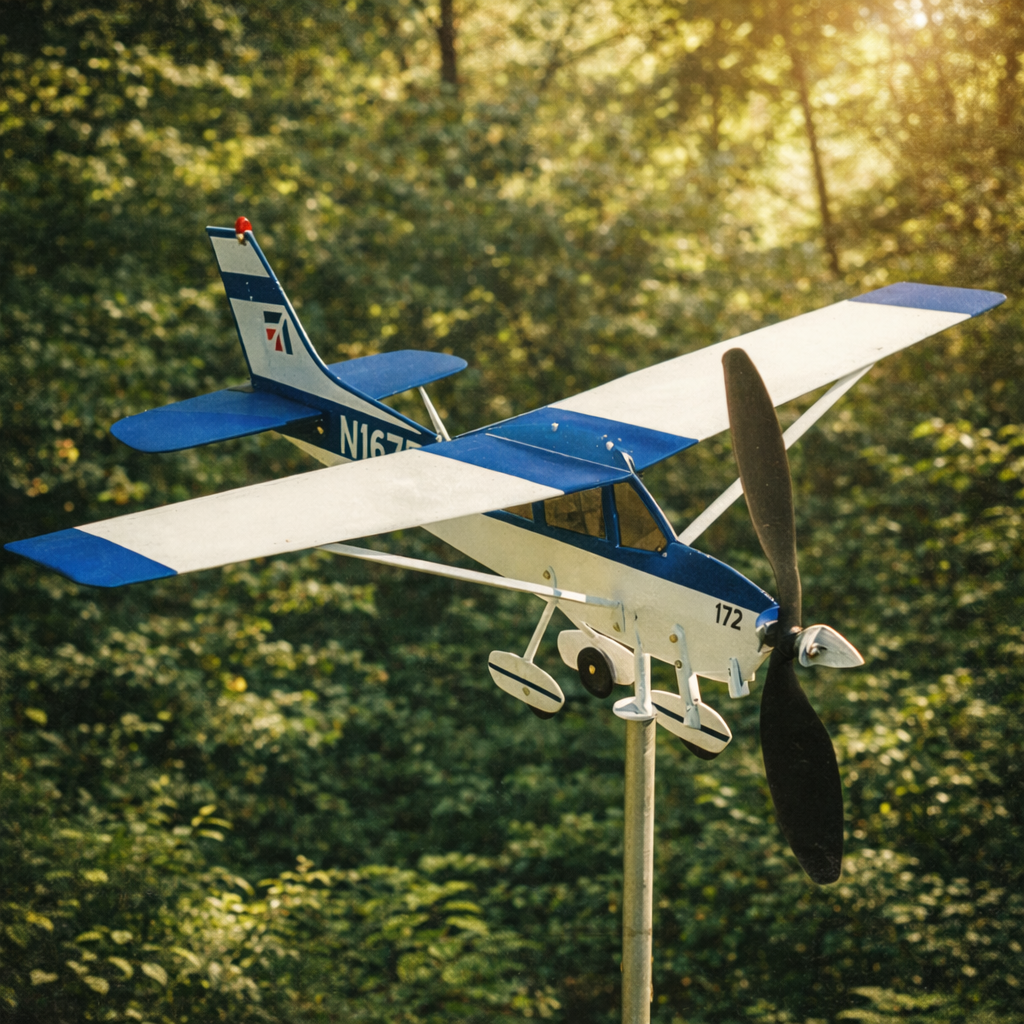 Cessna 172 Skyhawk Weathervane – Aviation Garden Wind Spinner for Pilot Gifts