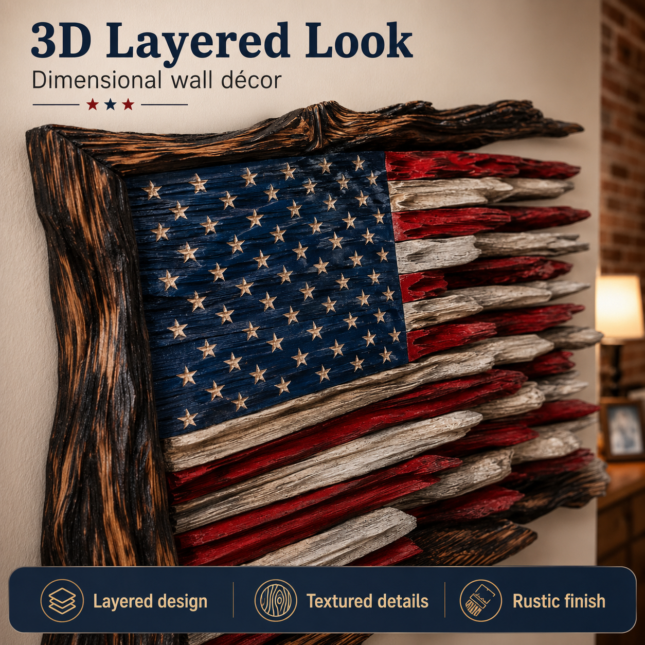 🇺🇸 Wooden American Flag Wall Art