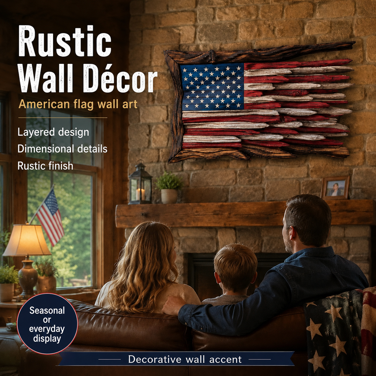🇺🇸 Wooden American Flag Wall Art