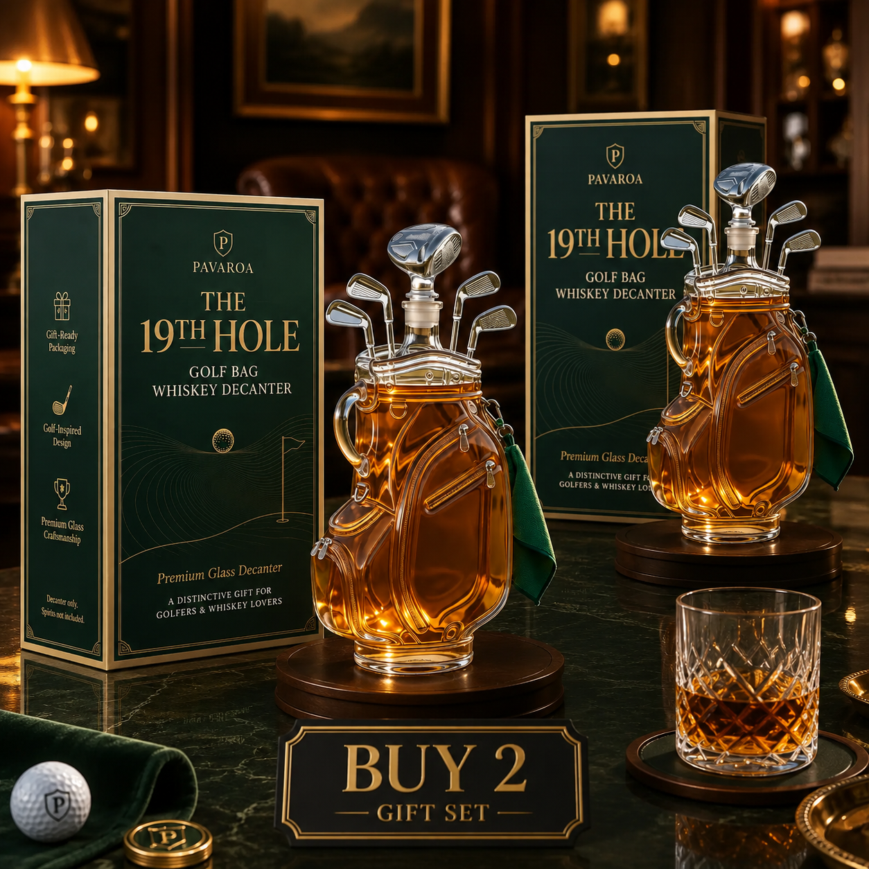The 19th Hole — Golf Bag Whiskey Decanter