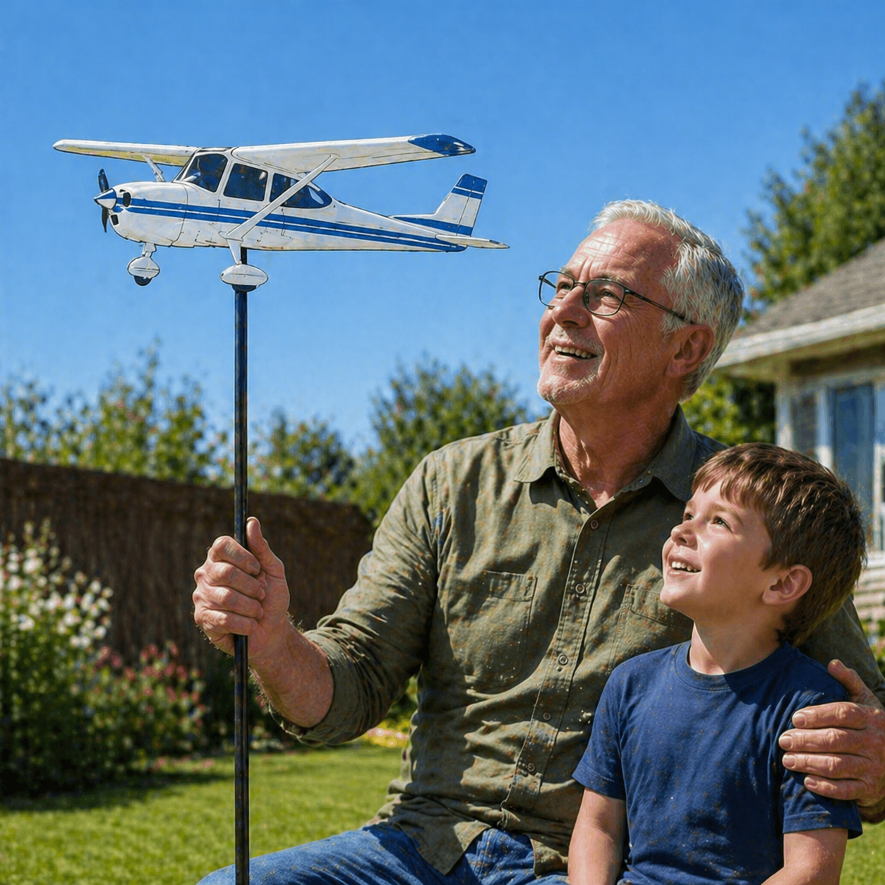 Cessna 172 Skyhawk Weathervane Aviation Legend Pilot Tribute Rustproof Outdoor Garden Decor