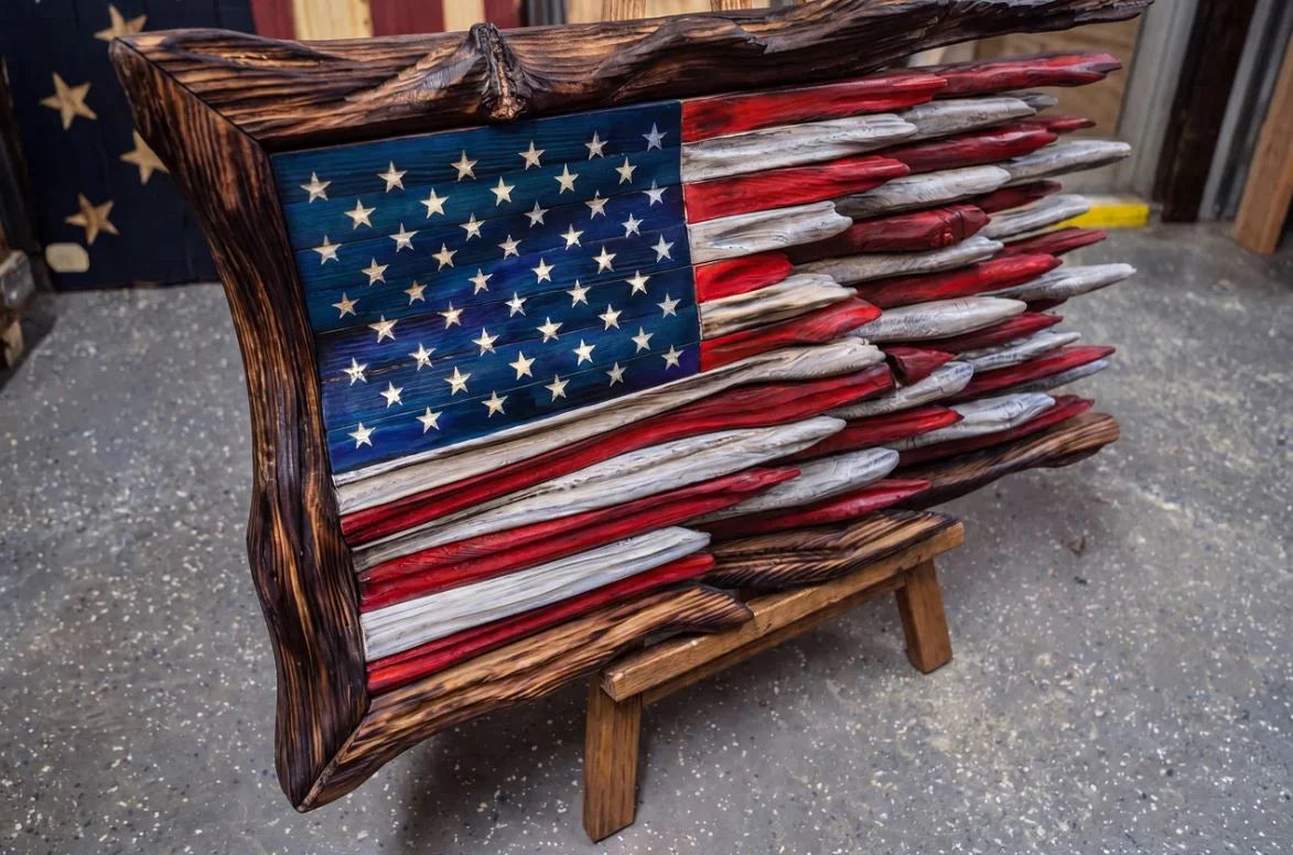 🇺🇸 Handmade Wooden American Flag Wall Art