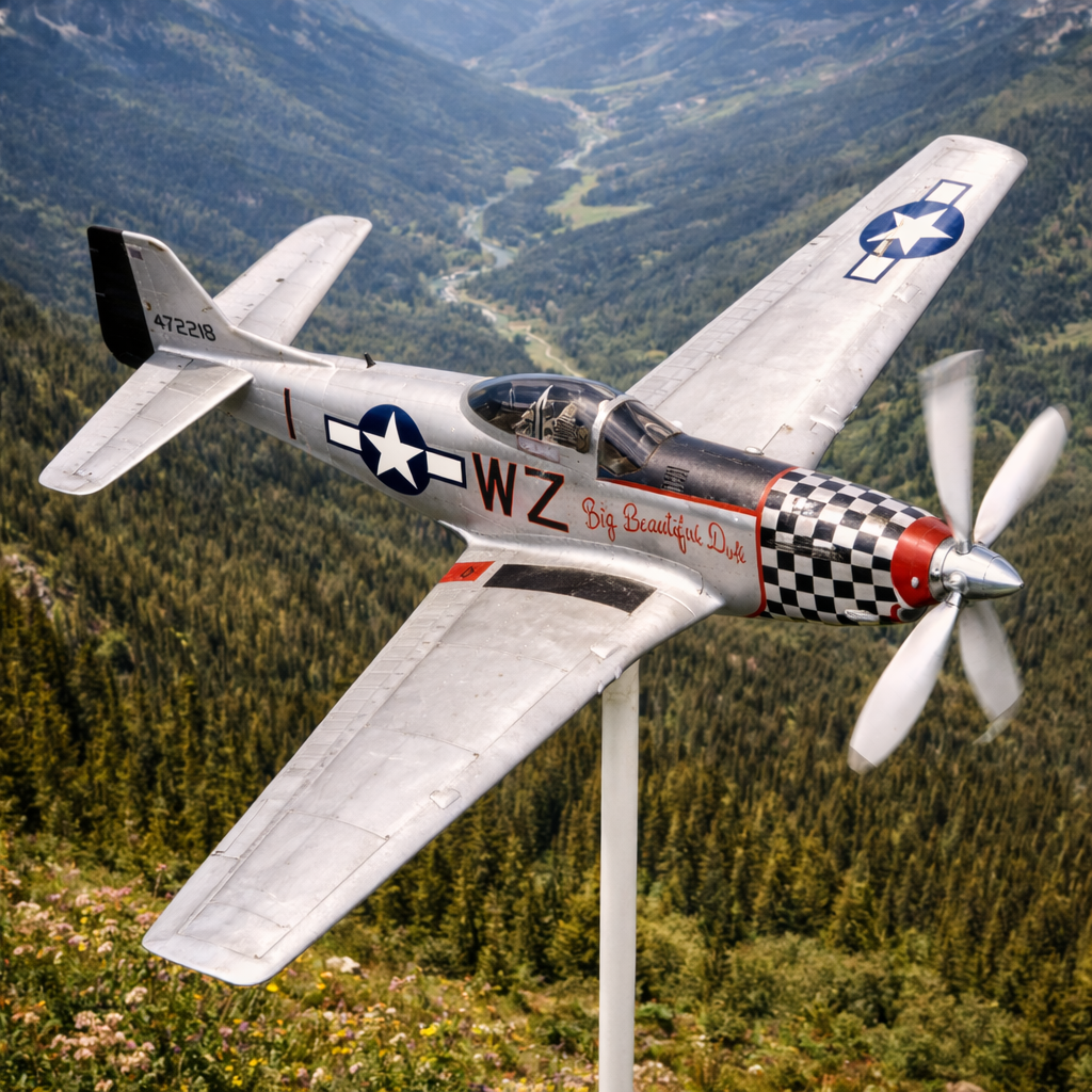 WWII North American P-51D Mustang Z "Big Beautiful Doll" Metal Wind Spinner Weathervane, WWII Fighter Outdoor Garden Decor