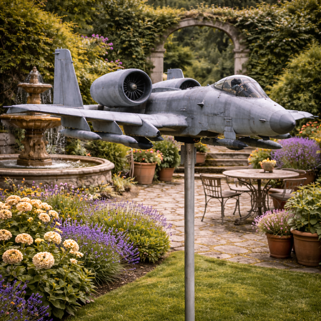 A-10 Warthog "BRRRRT" Attack Plane Weathervane - Military Aviation Outdoor Garden Decor