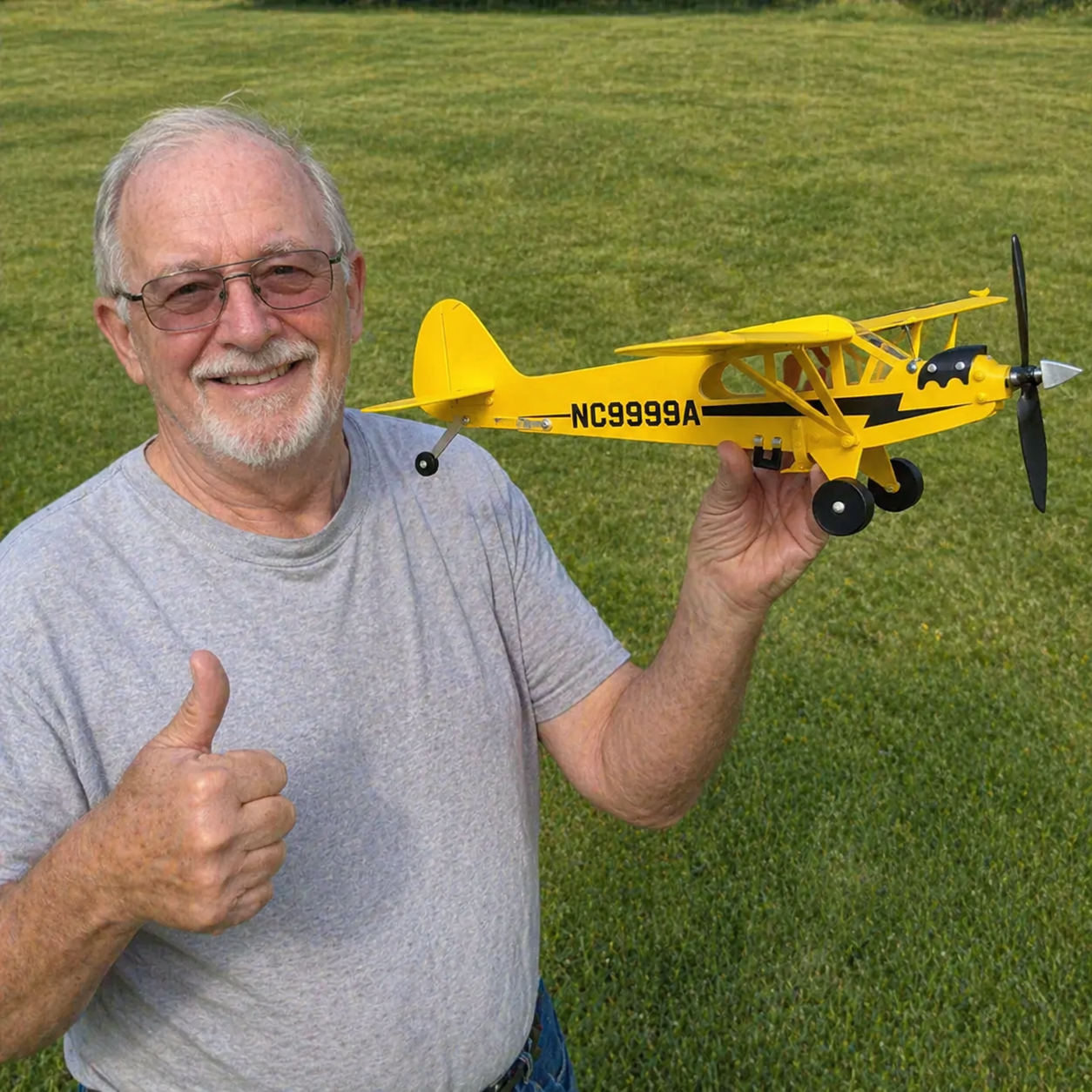 Piper J-3 Cub Vintage Airplane Weather Vane WWII L-4 Grasshopper Military Scout Plane Yellow Metal Outdoor Garden Ornament