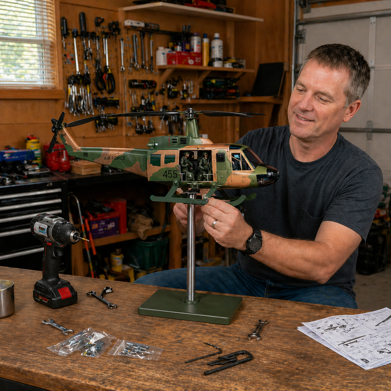 UH-1 Huey Helicopter Weathervane Vietnam War Military Aircraft Garden Decor