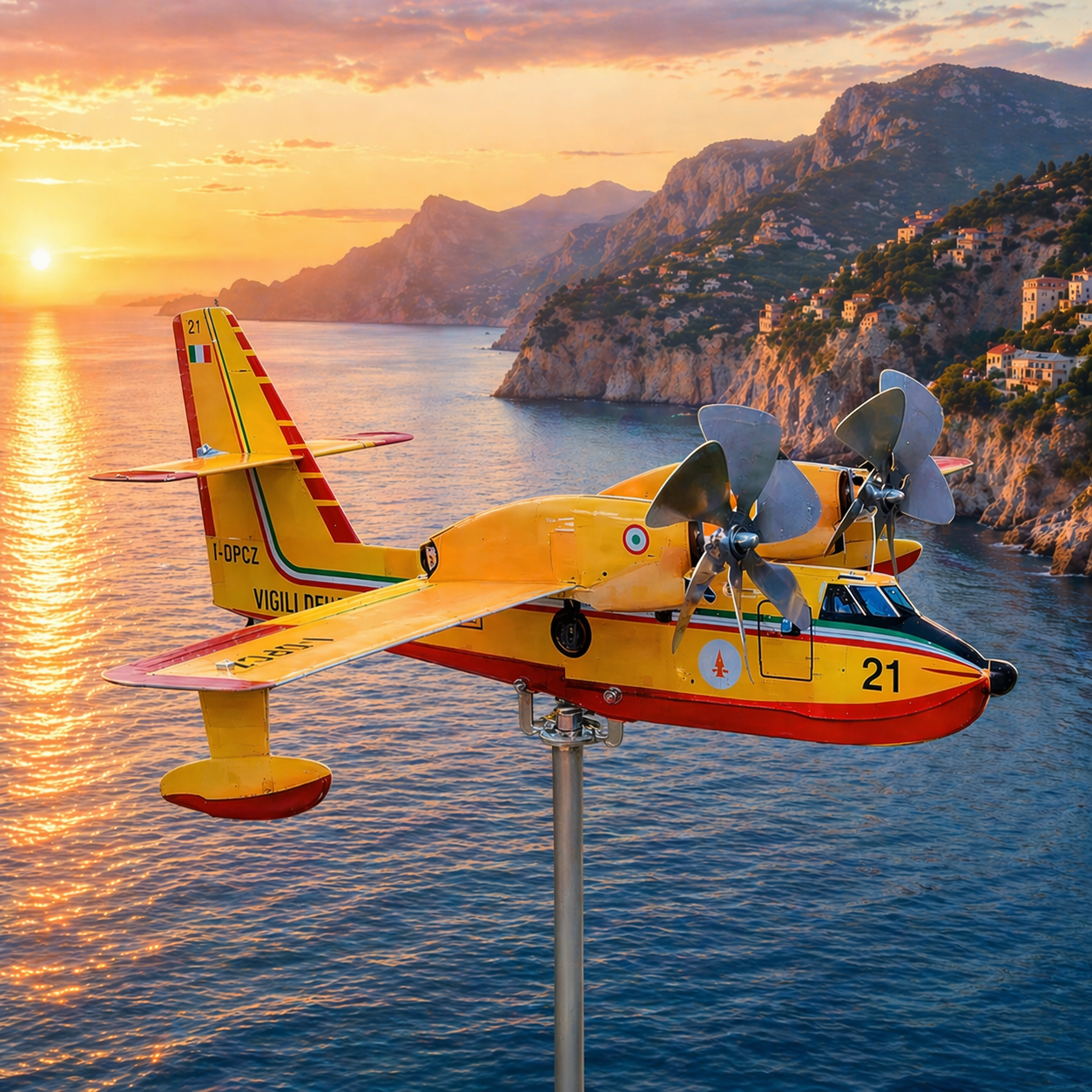 CL-415 Firefighter Aircraft Weathervane – Aviation Garden Wind Spinner