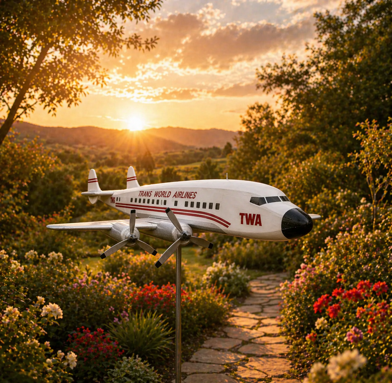 Lockheed L-1049 Weathervane, Custom TWA Vintage Airliner Wind Spinner, Unique Gift for Aviation Collectors