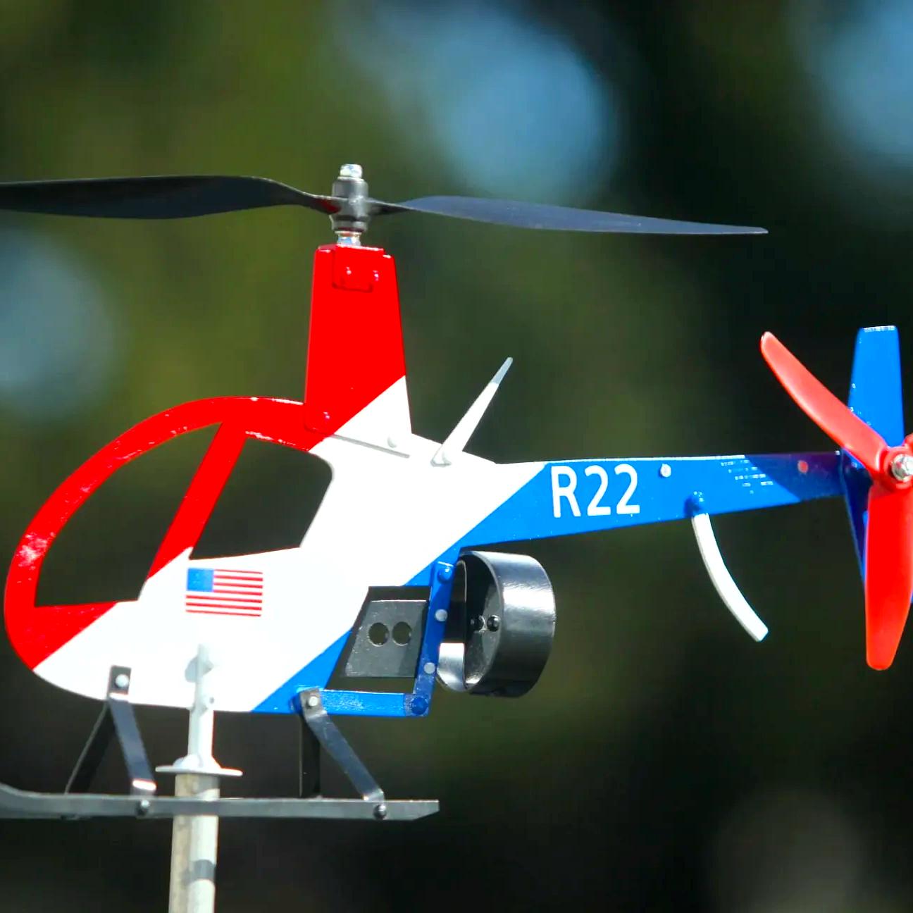 R22 Helicopter Model Windmill – Pilot Gift & Outdoor Yard Art Decor