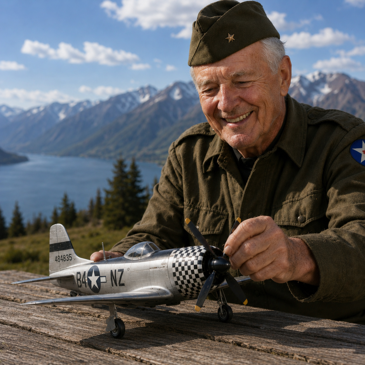 Republic P-47 Thunderbolt WWII Weathervane Checkered Nose D Day Normandy Fighter Plane Metal Garden Wind Spinner