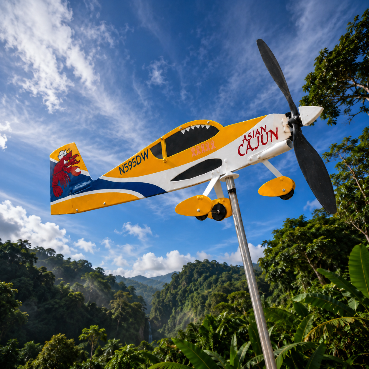 Vans RV-9A Airplane Metal Wind Spinner Weathervane, Homebuilt Experimental Aircraft Garden Decor