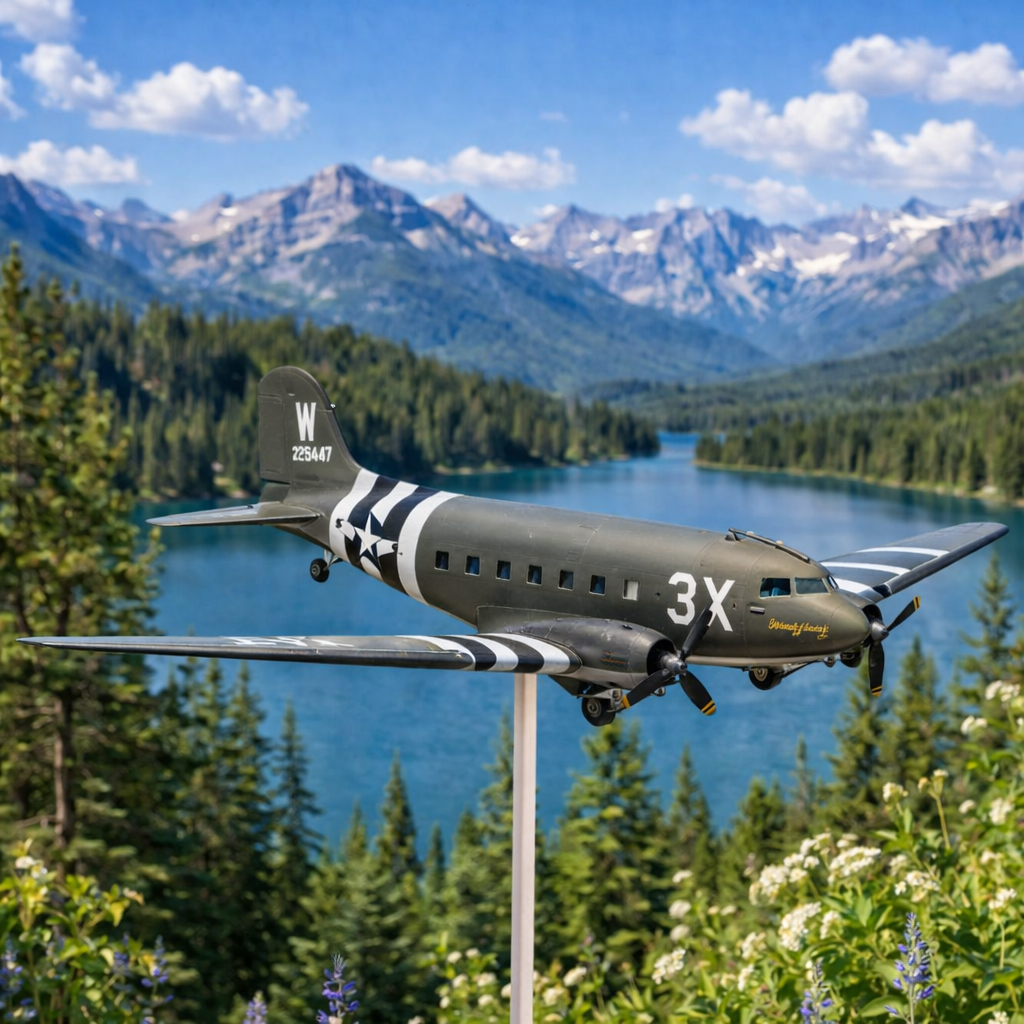 Personalized Iconic C-47 Skytrain D-Day Weathervane - WWII Aviation Tribute Wind Art